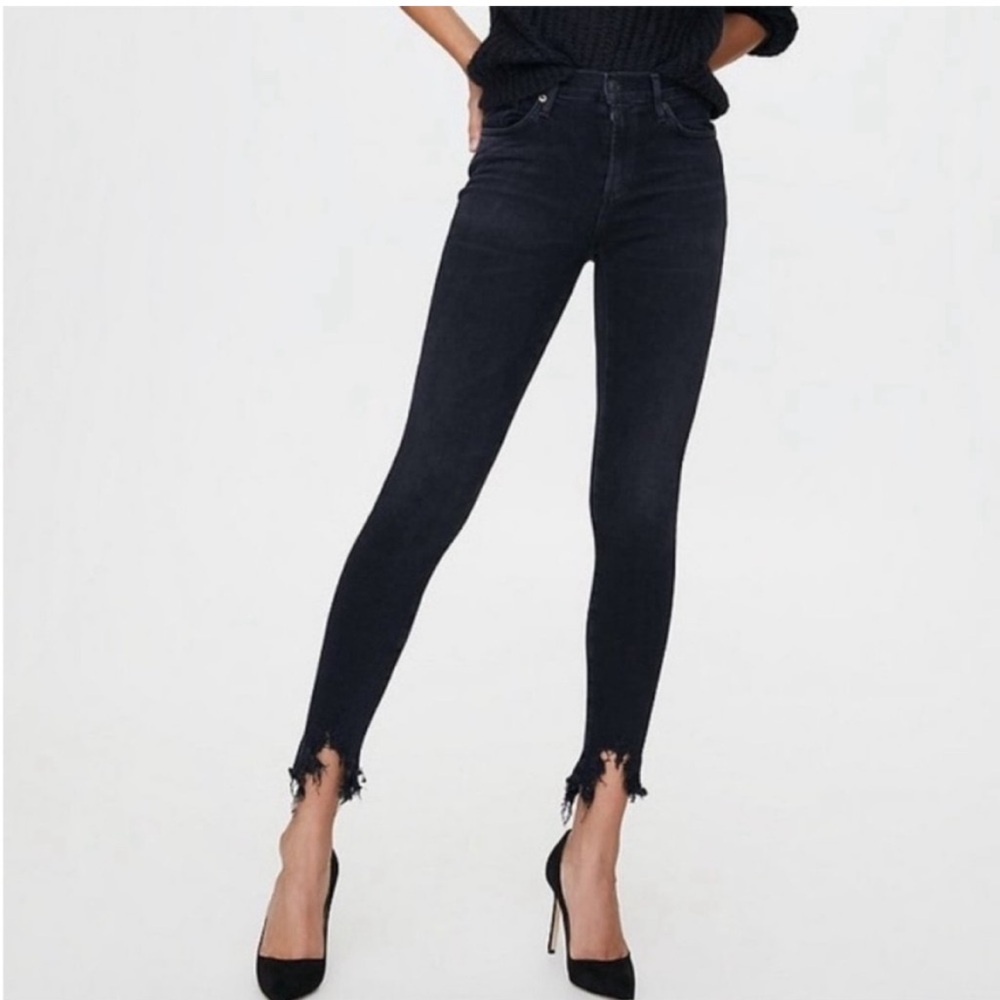 AGOLDE Sophie Distressed Skinny High Waist Black Jeans Size 23